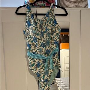 Floral Blue and White Swimsuit